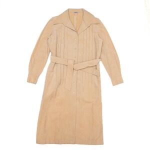 Vintage‎ 50s 60s Bullock's Womens Medium Pleated Suede Over Coat Cream Jacket